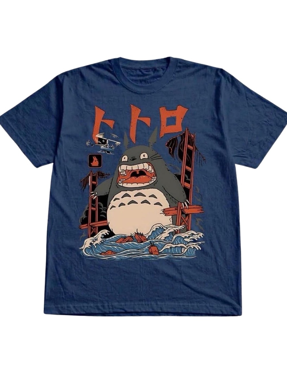 Gildan Navy Graphic Totoro T-Shirt